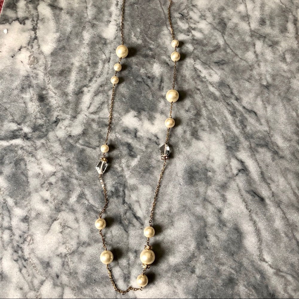 J.Crew Pearl & Jewel Gold Necklace 17” - Picture 3 of 5